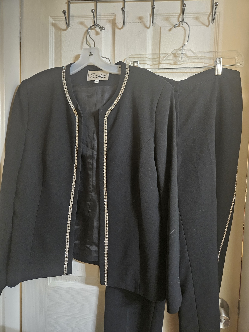 Valentine 3pcs Black Blazer with Rhinestone Trim